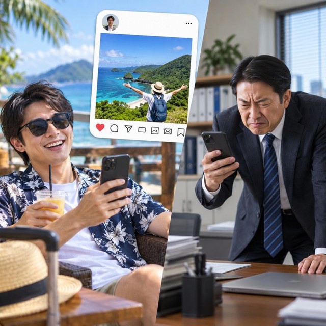 停職中の旅行が会社にバレた！　※この画像はAdobe Fireflyで作成したイメージです
