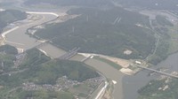 小田川と高梁川の合流点