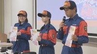 消防団員として活動する学生が若い世代の入団を呼び掛け
