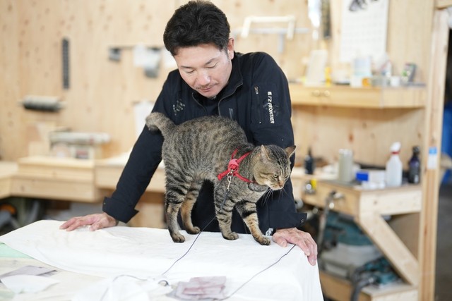 仕事中の泉野さんに甘える寅次郎