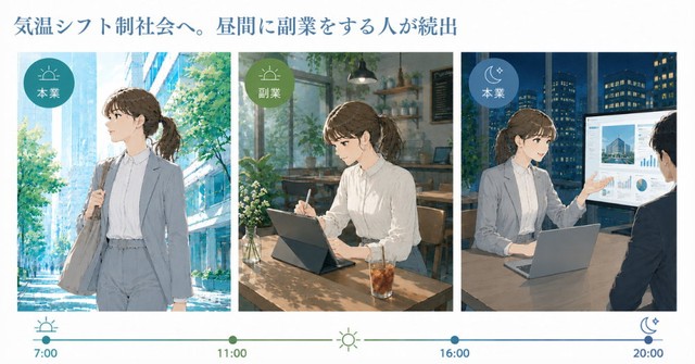 気温シフト制社会へ。昼間に副業をする人が続出（出典：SHE株式会社 調べ）