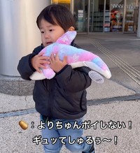 イルカのぬいぐるみを大切に抱きしめるより君（提供：＠jyagaimo_yoriさん）