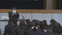香川県立津田高校で行われたトラブル防止の講演