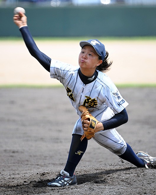 A player of the Hanshin Tigers' new women's team takes batting