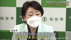 仙台市の新型コロナ新規感染者　約２カ月ぶりに１０００人を超える見通し