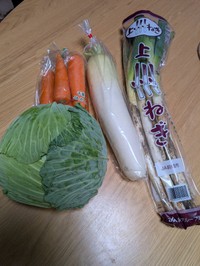 立派なキャベツや泥付きのネギ、大根など…正座して差し出された“まさかの手土産”／雪枝さん提供