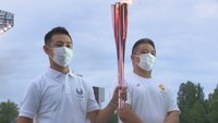 シティライトスタジアムに「岡山県の火」ともる