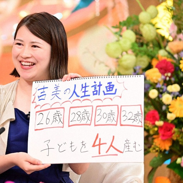 4人の子供を産む人生計画を語る妻＝「新婚さんいらっしゃい！」ⓒABCテレビ