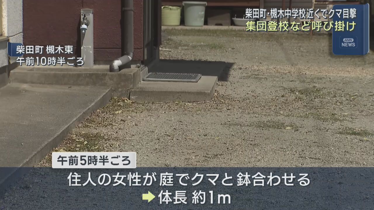住宅の庭にクマ　住人と鉢合わせ　宮城・柴田町の中学校近く
