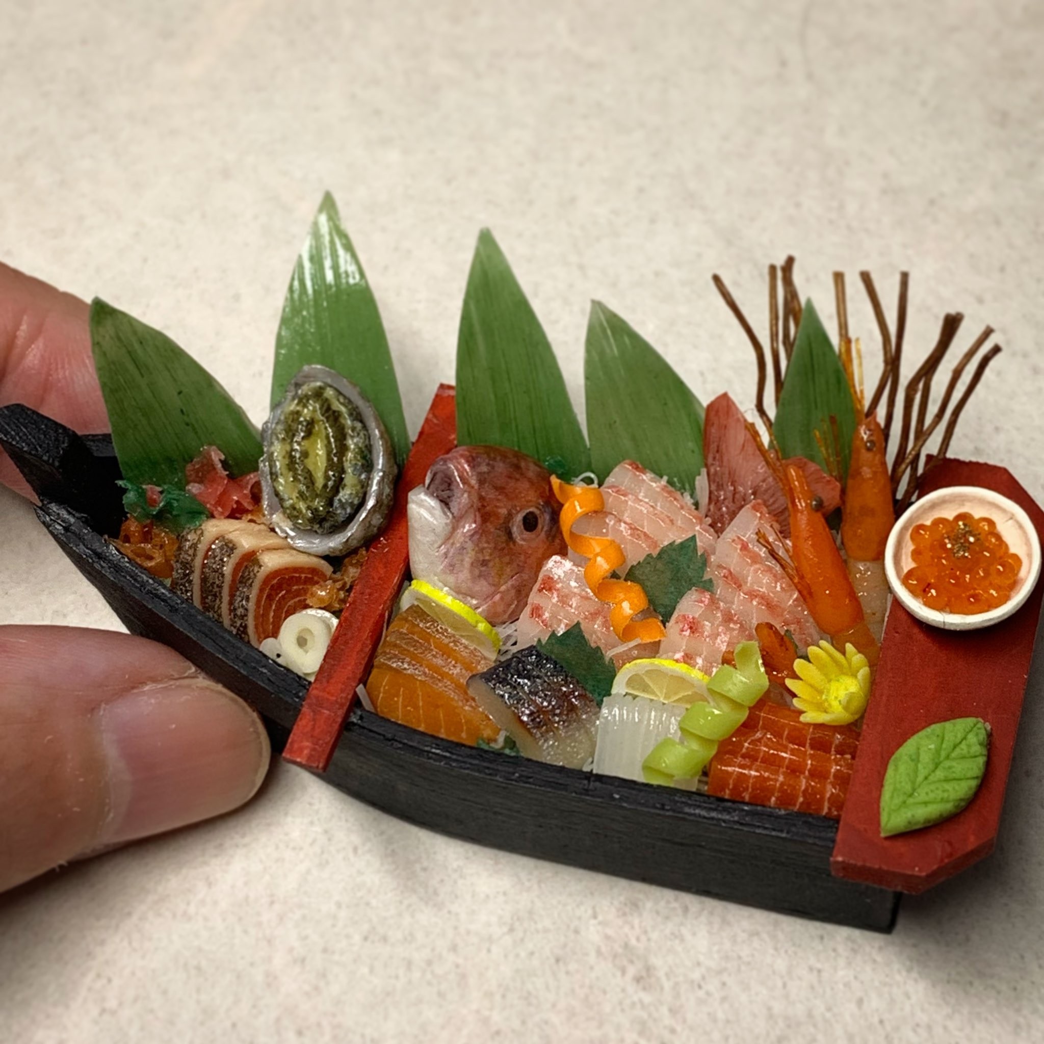 舟盛り 刺し身海鮮盛り 舟木製模型 ミニチュア盆栽付き 舟盛り 刺し身海鮮盛り 舟木製模型 ミニチュア盆栽付き 舟盛り