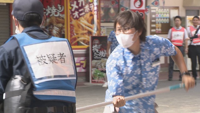 丸亀市のレジャー施設「ニューレオマワールド」で行われた訓練