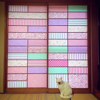 猫さん対策による美しい布障子(絵子猫さんTwitterより)