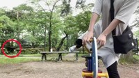 何やら黒いものが飛来！（赤丸の部分） ※人生いちかパチかさんのX動画より抜粋