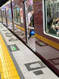 京都市内にて、出発前の電車の吊り革で「懸垂」をする迷惑な外国人観光客を目撃（画像提供：花街ぞめき、正脇良平 Ryohei Masawakiさん）