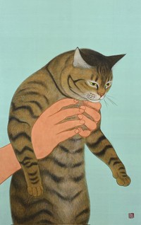 日々の戦いの後に生まれた「猫降臨図」【提供：ぼんた（小熊香奈子）さん】