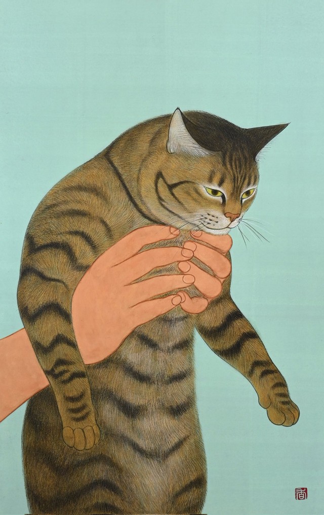日々の戦いの後に生まれた「猫降臨図」【提供：ぼんた（小熊香奈子）さん】