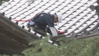 香川県瓦施工組合による瓦の点検作業