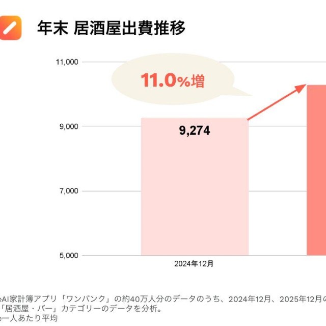 年末 居酒屋出費推移（提供画像）