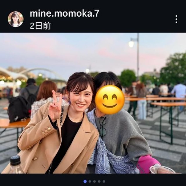 嶺百花アナウンサーのインスタグラム@mine.momoka.7より