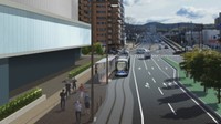 路面電車　岡山芸術創造劇場前の環状化イメージ　提供：岡山市