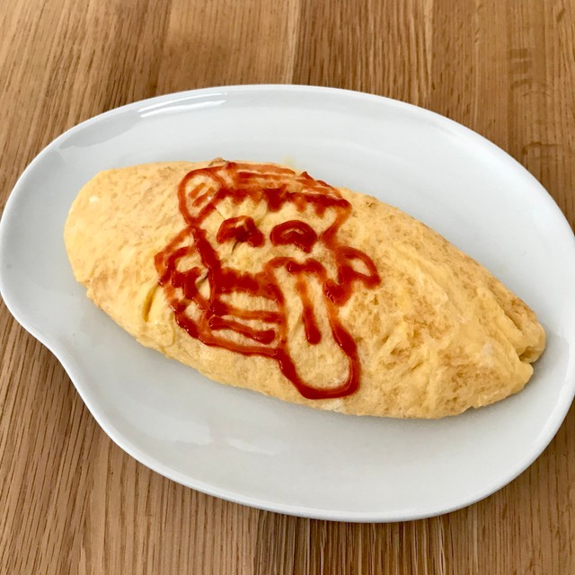 【ビフォー写真】やり始めた頃のケチャップアート（提供：あにピィ🐟🐟さん）