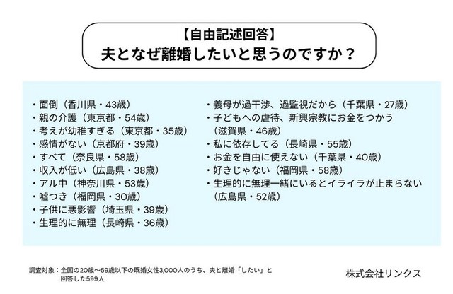 【自由記述】離婚したい理由（提供画像）