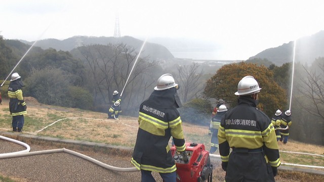 消防訓練　三頂山園地　岡山・南区小串