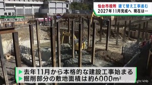 仙台市役所の建て替え工事　現在は掘削が進む　２０２８年度供用開始を目指す