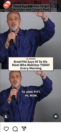 テレビ画面を通して母に呼びかけるブラッド・ピット＝6月18日の「トゥデイ」のインスタグラム＠todayshowより