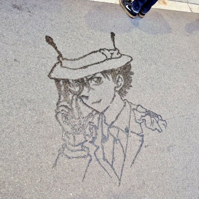ミストアートで描いた怪盗キッド（画像提供：らむね 岡さん）