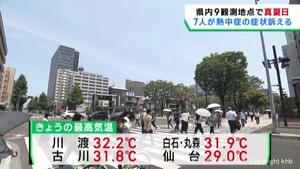 宮城県各地で気温上昇　９地点で真夏日　１５地点で今季一番の暑さ