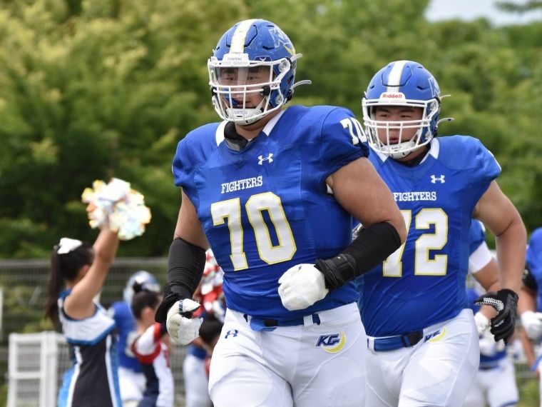 ★関西学院大学　ファイターズ　ジャージ上下セット　関学　アメフト　青　ジャンパー アメフト - 関西学院大・谷内志郎 オフェンスラインとして史上初の
