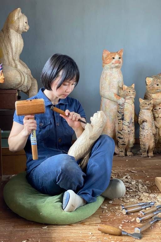名画×猫”で話題の木彫り作家・花房さくらさん 「頭よりも心を優先して