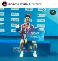 桃田賢斗 (@momota_kento)さんのインスタグラムより
