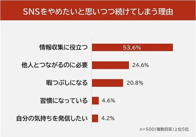 SNSをやめたいと思いつつ続けてしまう理由（提供画像）