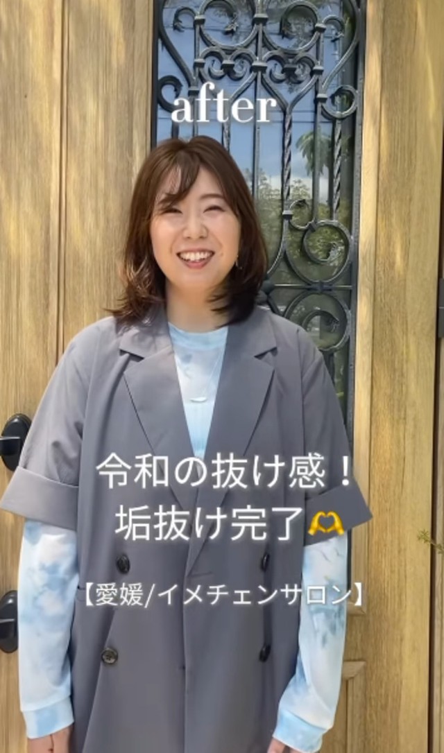 ＜アフター＞シゴデキママへ変身したともみママさん（ファッション担当：COLOR CUBE、ヘア担当：chocolate hairsalonの宮岡さん、メイク担当：本田純子さん）／投稿主さん（mine.miki）提供