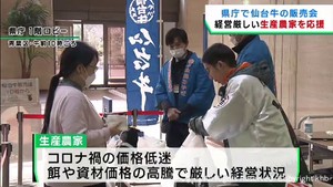 肉牛生産農家を応援　宮城県庁で仙台牛の販売会　市価より２割ほど安く販売