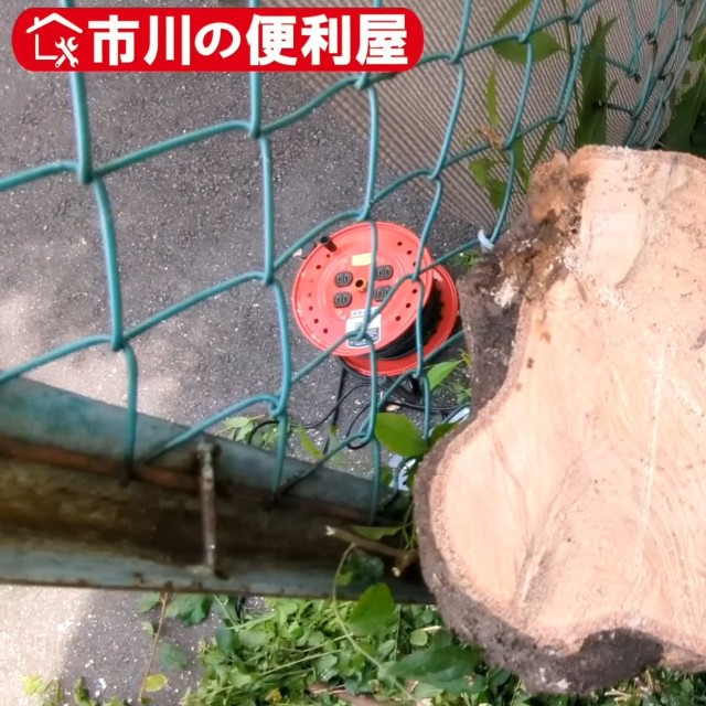 硬い木ほど刃が入りにくく、時間がかかった／市川の便利屋さん（@ichikawanobenriya）提供