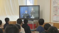 岡山中央小学校で行われた始業式