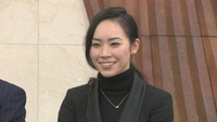 贈呈式に出席した小松原美里選手（備前市役所　23日）