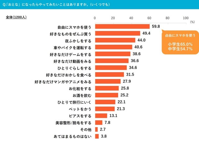 「おとな」になったらやってみたいことはありますか。（提供画像）