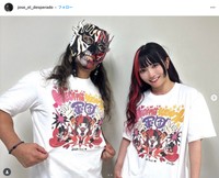 エル・デスペラード選手（左）と、7月21日の試合でタッグを組んだ東京女子プロレスの伊藤麻希選手（エル・デスペラード選手のインスタグラムから）
