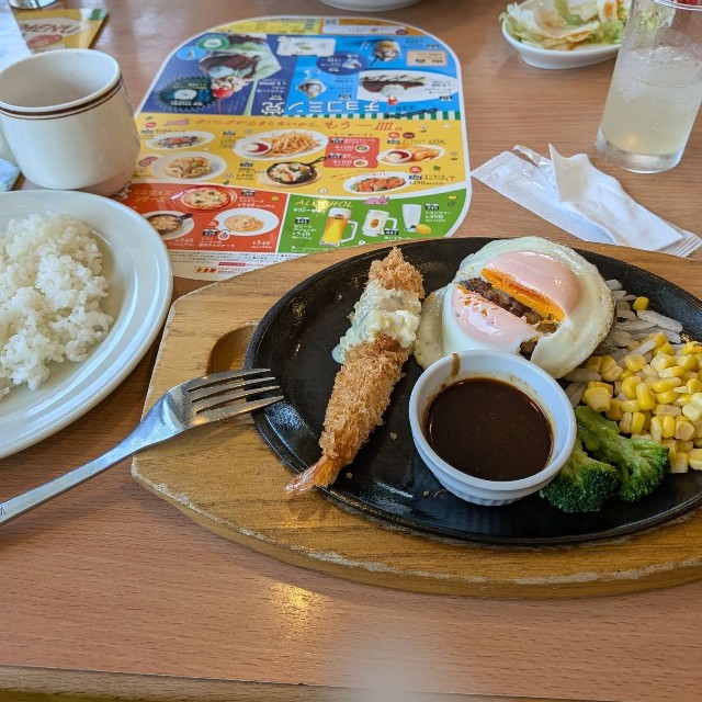 住吉さんはハンバーグセットを完食済でお腹いっぱいだったが…／住吉けいこさん（@tarekeiko）提供