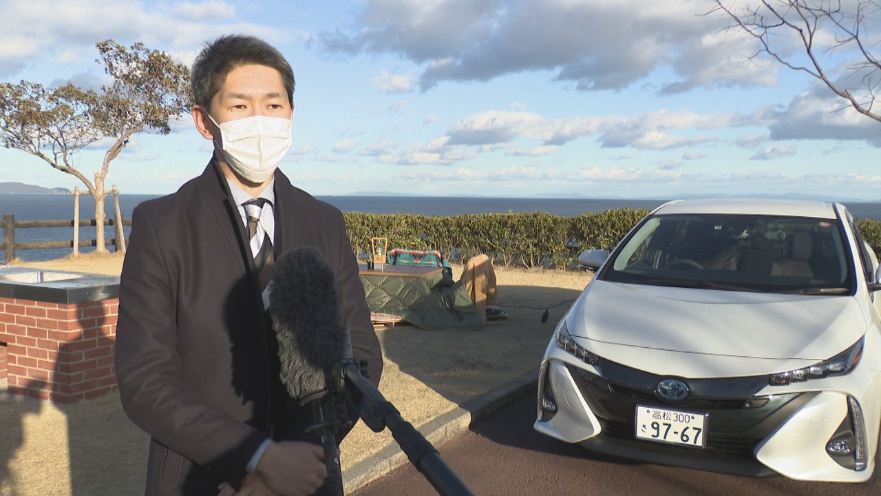 冬の星空をこたつで楽しむ 車の電気を利用する実証実験 香川・さぬき市 