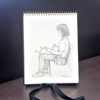 「つい描いてしまって」と病院の待合室で見せてもらったタップちゃんと飼い主さんの絵（画像提供：☆柴犬タップ☆さん）