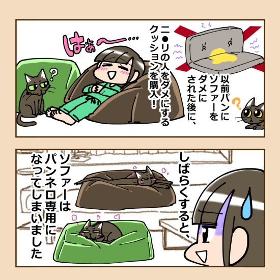 クッション事情（あいみさん作画、提供）