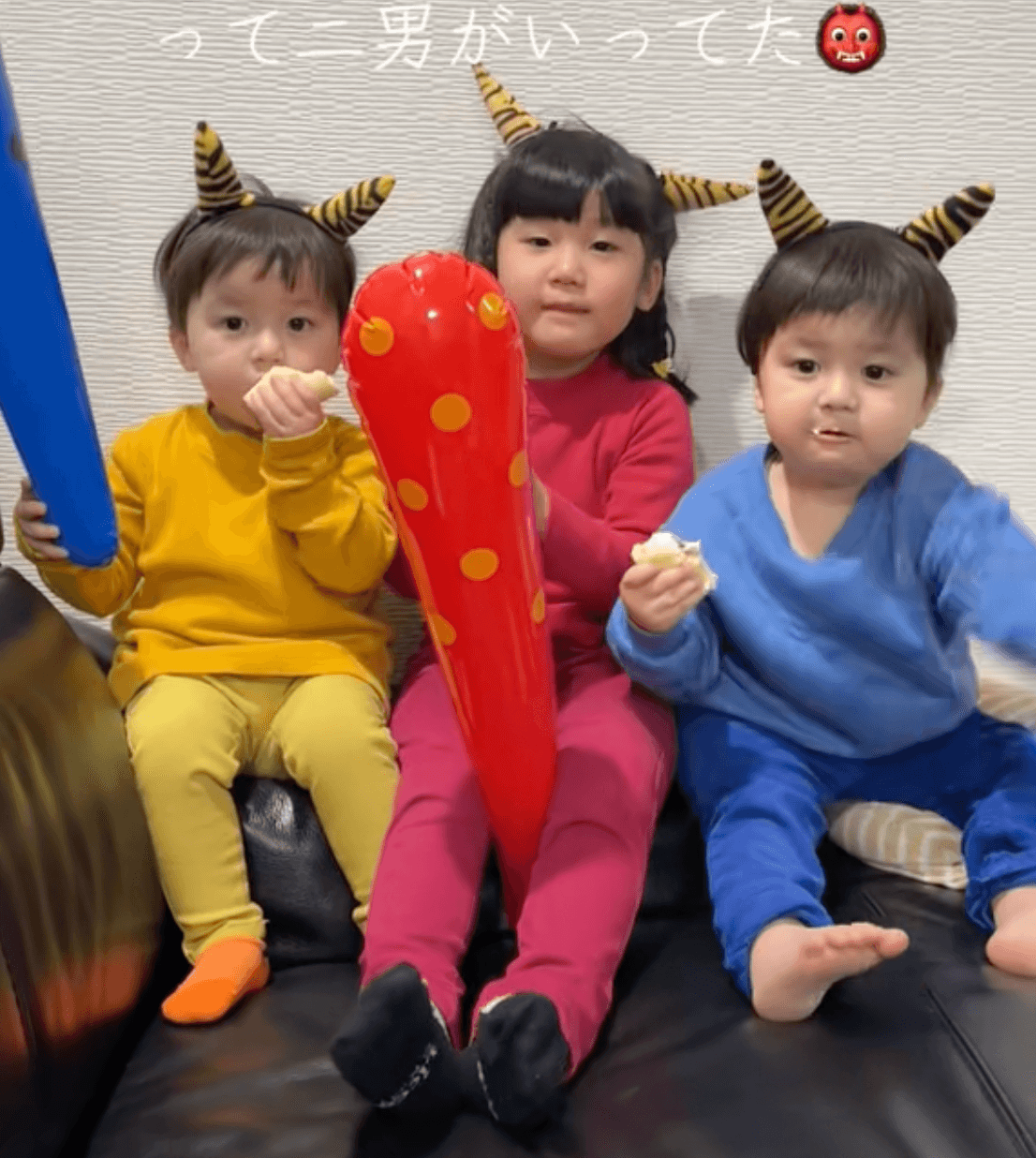 「節分はみんなで恵方巻きを食べたよ」（提供：@maikoneneさん）
