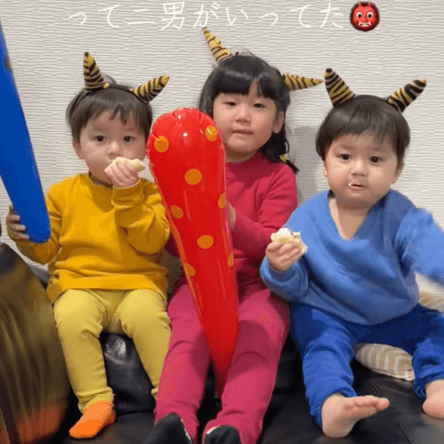 「節分はみんなで恵方巻きを食べたよ」（提供：@maikoneneさん）
