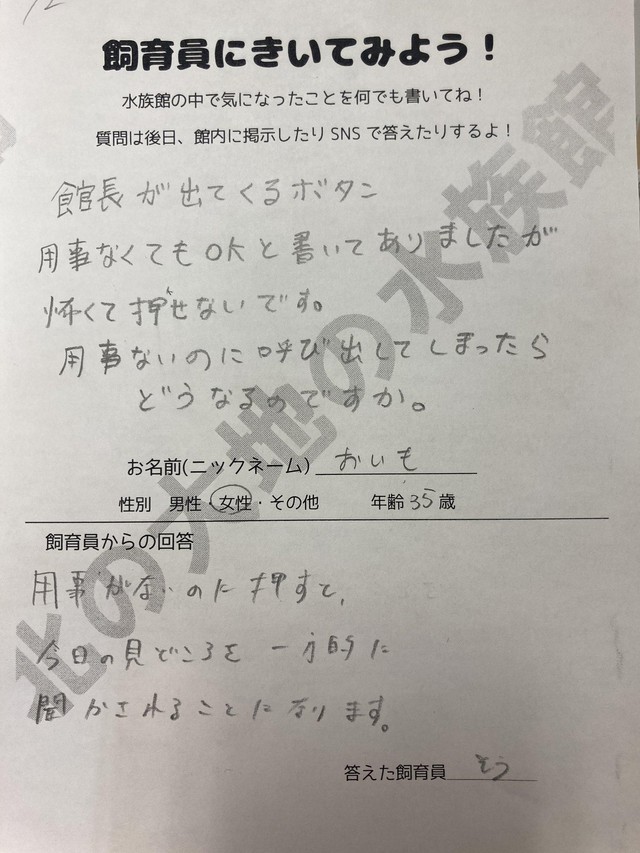 用事がない時は、今日の見どころを教えてくれるんだそうです(山内創さん提供)