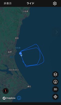 入港を延期している間は大洗沖を何度も旋回していた（福井響さん提供）